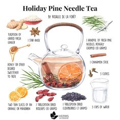 the holiday pine needle tea recipe includes oranges, cranberries, and spices