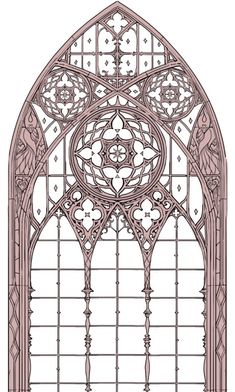 an old stained glass window with intricate designs