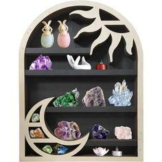 Product details Crystal Display Shelf, Wooden Crescent Moon Shelf Crystal Holder Box contains: 1xmoon shelf: 2x plastic anchors. 2x screws Size of shelvs:13-78 x17.72 1mches (35x45 cm Material: EnvironmentallzTriendly boplar woo Product Care Instructions Wipe with Dry Cloth Features: Our mission is to make your home cleaner and tidy. To this end.we worked hard on moon shelves. The super strong iron bracke structure nmakes our shelves strong and durable. Simple and elegant shelves add different d Moon Shelves, Elegant Shelves, Arch Shelf, Crystal Display Shelf, Zen Wall Decor, Moon Shelf, Moon Wall Decor, Boho Witch, Witch Room