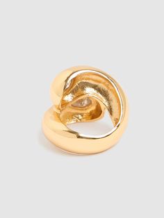 Gold-colored brass. Crystal stones Gold-tone Polished Brass Rings, Gold-tone Brass Rings With Polished Finish, Gold Brass Dome Ring, Gold-tone Polished Metal Rings, Gold-tone Metal Rings With Polished Finish, Luxury Gold-tone Brass Rings, Timeless Pearly, Chunky Ring, Chunky Rings