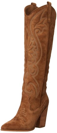 PRICES MAY VARY. Steve Madden Womens Embroidery Detailing Knee High Western Boot Pointed Toe Design Pull On Style Nye Cowboy Boots, Luxury Wide Calf Boots For Party, Trendy Boots For Women Western, Leather Pants Women Cowboy Boots, Tall Tan Boots With Dress, Black Wedding Attire Women Boots, Steve Madden Lasso Boots, Boots To Wear With Bell Bottoms, Luxury Cognac Boots For Formal Occasions