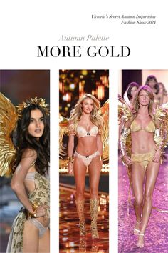 More gold seen in the Victoria's Secret fashion shows, inspired by the seasonal colour analysis Autumn palettes Autumn Colour Season