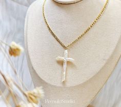 This simple and stylish cross pearl necklace can be worn alone or layered with other chains or pearl strands. The cross is a nucleated pearl, giving it a baroque shape, but each pearl is hand-selected for symmetry and high quality.  This delicate and minimalist necklace is ideal for everyday wear. The cross-shaped pearl adds a unique touch, making it a perfect gift for Easter, Thanksgiving, and church. ✦MATERIAL✦ - Pearl: HAND PICK  Freshwater baroque pearls in cross-shaped - Pearl Size: 30-45mm Pearl White Cross Necklace Gift, White Pearl Cross Necklace Gift, White Pearl Cross Necklace As Gift, Pearl Chain Cross Necklace Gift, Pearl Chain Cross Necklace As Gift, White Pearl Cross Necklace, Gift Pearl Chain Cross Pendant Necklace, Pearl Chain Cross Pendant Necklace Gift, Crucifix Pearl Necklace Gift