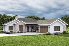 this is a computer rendering of these ranch house plans for small homes with garages