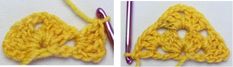 two pictures showing the crochet pattern and how to do it