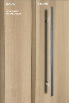 the front and back doors of a home with woodgrain, stainless steel handles