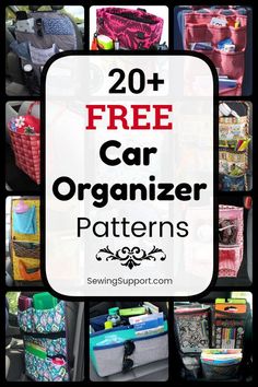 the words 20 free car organizer patterns are shown