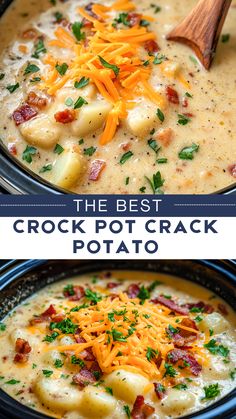 Easy Healthy Soup Recipes: The Best Crock Pot Crack Potato Soup Recipe Crockpot Loaded Potato Soup, Crockpot Ham And Potatoes, Potato Soup Crockpot Recipes, Crockpot Potato Soup, Crockpot Potato, Slow Cooker Potato Soup, Slow Cooker Potatoes, Ham And Potato Soup, Crock Pot Potatoes