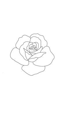 a black and white drawing of a rose on a white background with the outline drawn