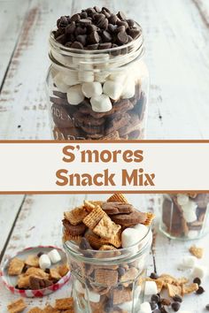 s'mores snack mix in a mason jar