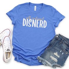 a t - shirt that says, all i need is disney with ripped shorts and converse shoes