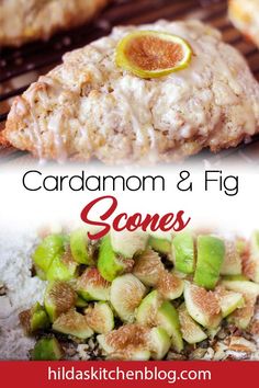 some food that is sitting on top of a grill with the words cardamon and fig