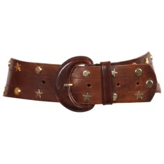 brown leather wide belt with star and circular gilt studs, 1980s Png Accessories, Define Your Style, Cowboy Belt, Vintage Leather Belts, Wide Leather Belt, Womens Designer Handbags, Red Belt, Brown Leather Belt