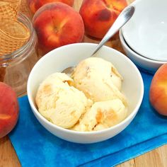 Fresh Peach Ice Cream Fresh Peach Ice Cream, Peach Ice Cream Recipe, Homemade Peach Ice Cream, Peach Ice Cream, Making Homemade Ice Cream, Ice Cream Mixture, Ice Cream Ingredients