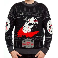 Horror Movie Gift Jason Voorhees Friday The 13th Xmas Ugly Christmas Sweater Perfect And Unique Gifts For Adults Kids On Christmas Jason Voorhees Friday The 13th, Timmy Turner, Hockey Mask, A Nightmare On Elm Street, Movie Gift, Jason Voorhees, Nightmare On Elm Street, Friday The 13th, Comfy Sweaters