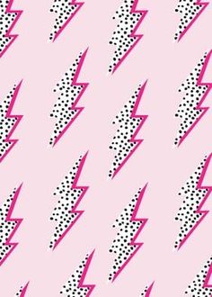 a pink background with black and white lightning bolts