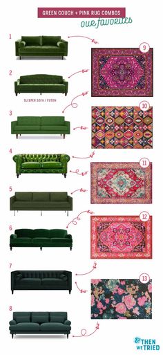 the different types of couches and rugs are shown in this diagram, which shows how