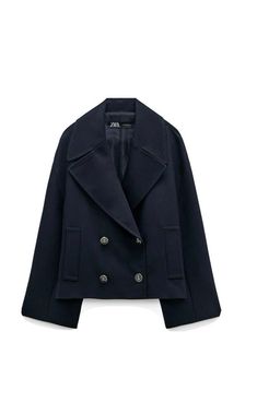 Aurora Harper Cropped Coat, Navy Coat, Zara Outfit, Breasted Blazer, Double Breasted Blazer, Outfit Inspo Fall