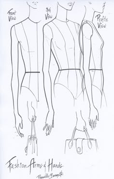 the back and side view of a woman's body, with measurements drawn on it