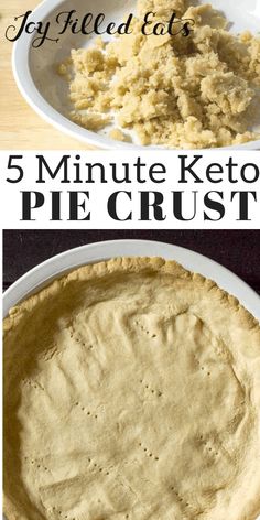 five minute keto pie crusts in white bowls