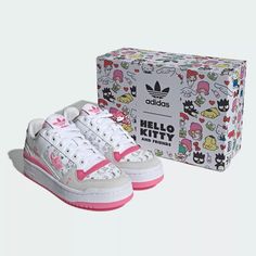 Brand New Big Kids Size+1.5=Womens Size White Round Toe Synthetic Skate Shoes, Cute White Sports Sneakers, Cute White Sneakers For Sports, Cute White Sneakers With Rubber Sole, Cute White Low-top Sneakers, Playful White Sneakers With Rubber Sole, Pretty Sneakers, Hello Kitty Shoes, Bold Shoes