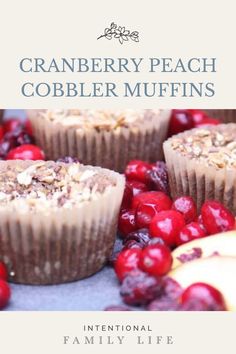 cranberry peach cobbler muffins are on display