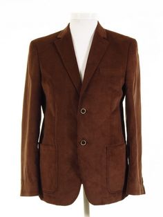 Brown Corduroy Jacket W/ Patch Pockets 40 - Tweedmans Check Pattern