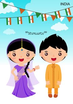 India traditional costume. Asian, character boy girl #Sponsored , #AD, #ADVERTISEMENT, #traditional, #boy, #girl, #costume Racial Harmony Day, Harmony Day Activities, Racial Harmony, Vector Clothes, Harmony Day, United Nation, Indian Illustration, India Country, Character Vector