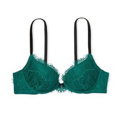 Victoria’s Secret Dream Angel Push Up Bra Without Padding. Size 32 Dd. Spruce Green. Pink Sets, Green Bra, Green Bras, Red Room, Cute Bras, Victoria Secret Bras, St Pattys, Green Lace, Fall Fashion Outfits