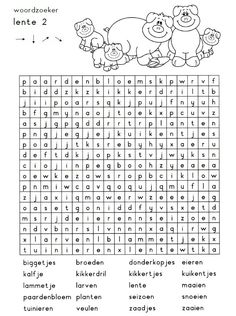 an animal word search is shown in this printable worksheet for children to learn