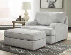 Mercado Pewter Living Room Set - Luna Furniture Bright Furniture, Armchair With Ottoman, Oversized Chair And Ottoman, Oversized Chair, Chair And Ottoman Set, Chair And A Half, Grey Upholstery, Contemporary Chairs, Ottoman Set