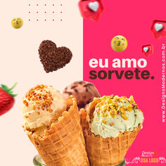 Pack de Artes para Sorveteria Editáveis Pack Instagram, Muffins