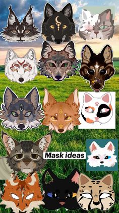 many different types of animals are shown in this graphic style, with the words mask ideas on