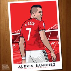 an image of a man in a red jersey on a wooden background with the name alex's sanchez