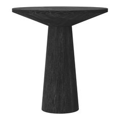 a black wooden table on a white background