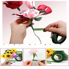 the process of making fake flowers with ribbon