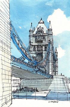 a drawing of the tower bridge in london