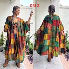 Boho Patchwork duster kimono mixed with woven, block print, stone wash cotton One size fit all.Can be worn both side. (reversible) 100 % cotton  Stone wash so fabric is soft and comfortable. Model height  5'5 NOTE: If you select KM5 i will pick for you from the Photo All style 5 and Style D will will select for you from the photo All Style D!! Measurements: One size fit all. Length 53 inches. Bust, Hip are Free CARE Machine wash cold. Festival Kaftan With Patchwork And Kimono Sleeves, Patchwork Kaftan With Kimono Sleeves For Festivals, Bohemian Long Sleeve Patchwork Kaftan, Bohemian Long-sleeve Kaftan With Patchwork, Bohemian Long Sleeve Kaftan With Patchwork, Festival Kimono With Green Patchwork, Festival Green Kimono With Patchwork, Multicolor Free Size Long Sleeve Kimono, Fall Patchwork Long Kimono