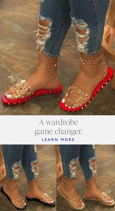 Hot Sandals, Punk Shoes, Red Slippers, Basic Heels, Trendy Sandals, Summer Heels, Buckled Flats