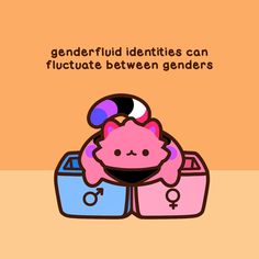 an image of a cartoon character with the caption gender fluid identifies can fluctulate between genders