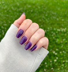 Purple Nails Plain, Plain Purple Nails, Medium Purple Nails, Nails Deep Purple, Deep Purple Nails, Coffin Summer Nails, Purple Coffin Nails, Plain Acrylic Nails, Grad Nails