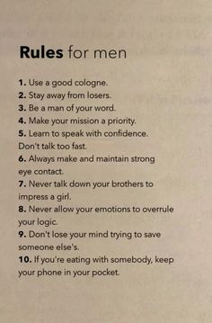 the rules for men are written on a piece of paper