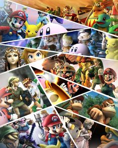 many different pictures of the characters in mario and luigi's adventure to smash into each other