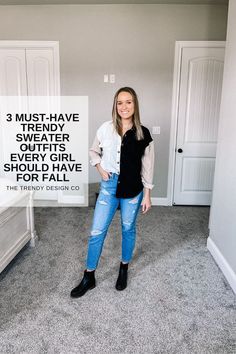 Ahh! Fall style is one of my favorite things in the world and these three sweater outfits I found for this fall are so perfect!! Trendy Sweater Outfits, Fall Sweater Outfits, Edgy Fall Outfits, Crop Top Outfits Summer, Trendy Sweater, Winter Pants Outfit, Sweater Outfits Fall, Chic Summer Outfits, Chic Fall Outfits