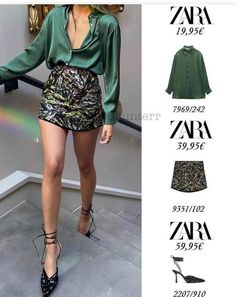 Glam Outfits Party Night Out, Satin Shirt Outfit, Party Outfits Night, Vegas Outfit, Glam Outfit, Zara Outfit, Elegant Feminine, Miniskirt Outfits, Elegante Casual