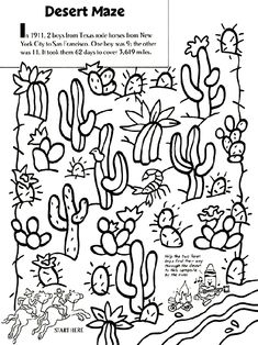 a desert maze with cactuses and other plants on it, including the words desert maze