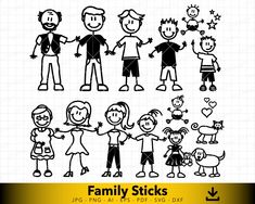 family stickers are shown in black and white