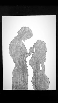 a drawing of two people standing next to each other