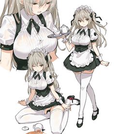 Fig Drawing, Waitress Outfit, Anime Maid, Maid Outfit, Drawing Clothes, 귀여운 동물, Character Concept, Anime Style