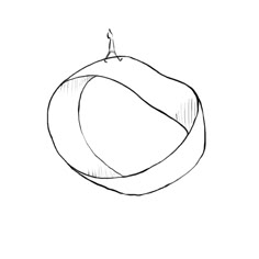 a line drawing of an apple on a white background, with the top half drawn